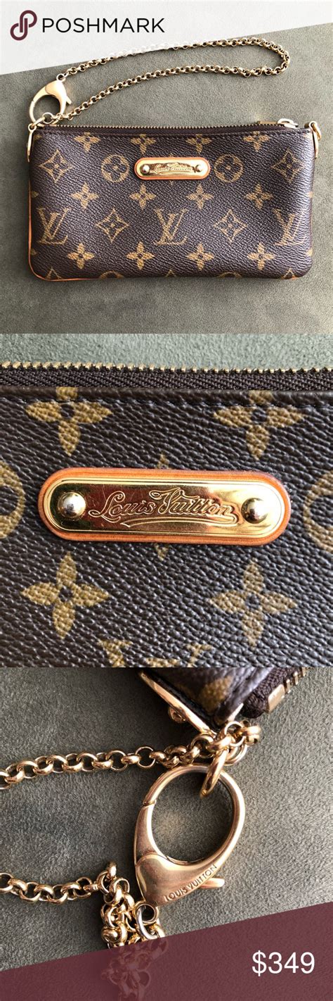 louis vuitton wristlet with gold chain